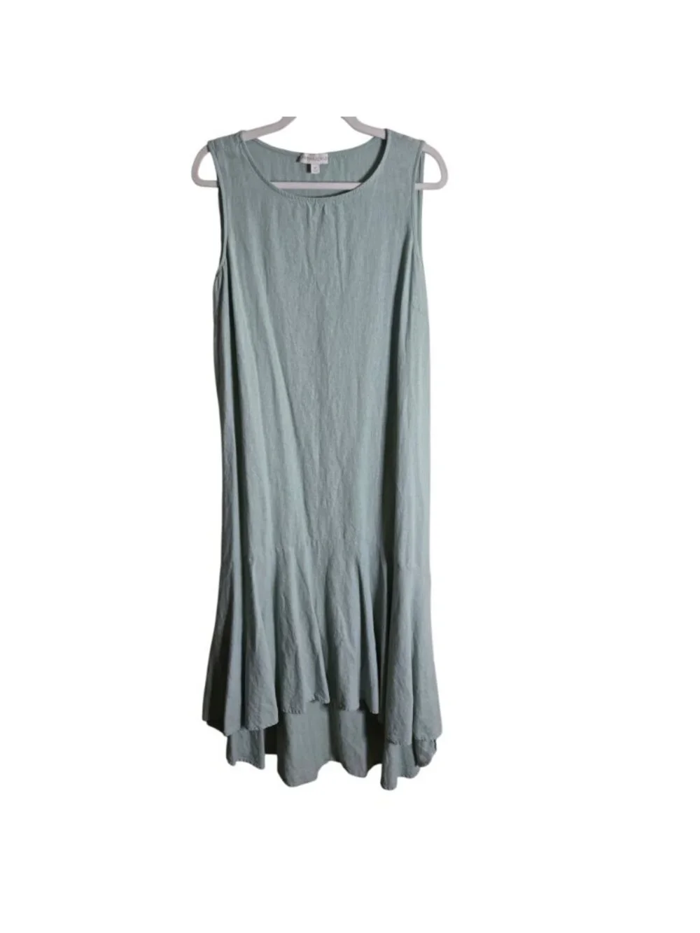 Cynthia Rowley Pale Green Linen Blend Sleeveless High Low Hem Midi Dress Size M - Picture 2 of 5